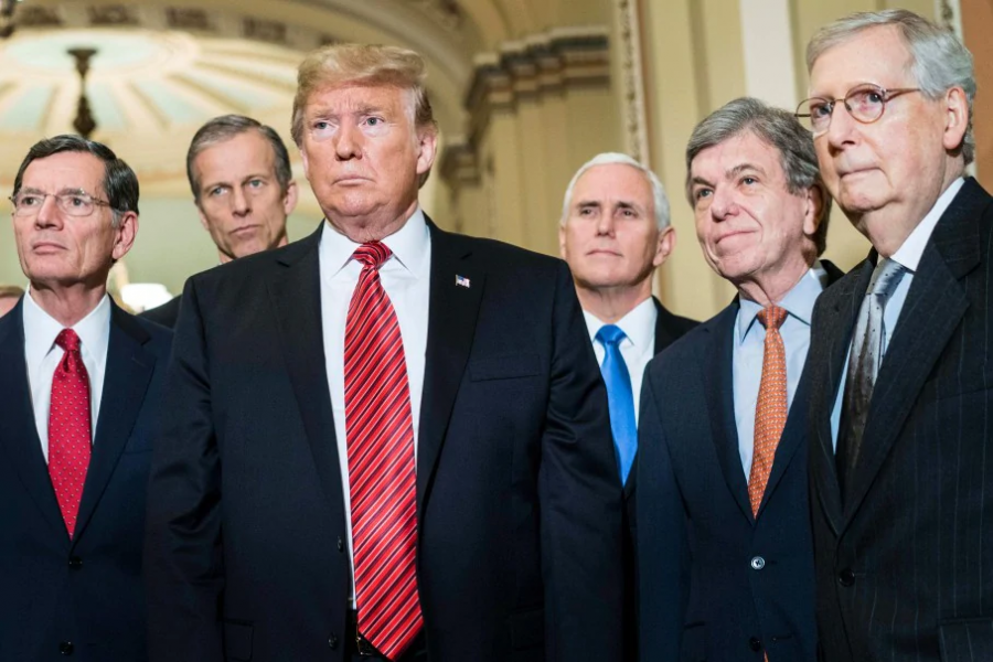 Was+taken+on+the+19th+day+of+the+government+shutdown.+President+Donald+Trump+%28center%29+with+Senator+John+Barrasso%2C%2C+John+Thune%2C+Mitch+McConnell%2C+and+Vice+President.+%0APhoto+Credit%3A+Melina+Mara%0A