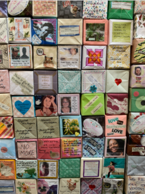 A close-up picture of the wall of cards. Found in a building on Monroe ave between Pearl street and Louis street.