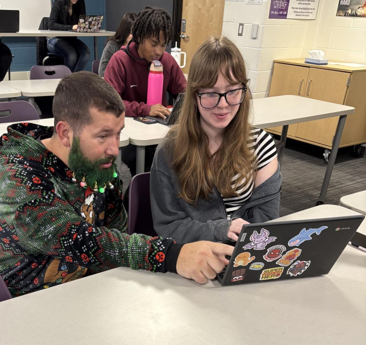 Mr Hawks helping a student in AP Computer Science Principles