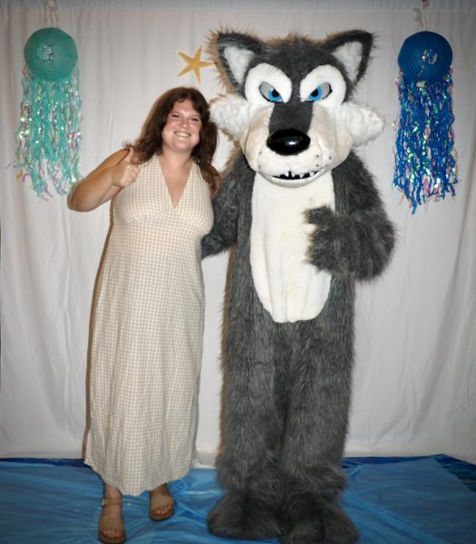 Mrs. Bunton and Wolfie at the homecoming dance.